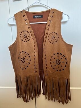 Brown Suede Fringe Vest